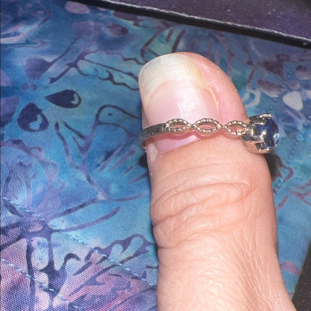 Kyanite Gemstone Sterling Silver Filigree Band Ring Size 10 - Picture 4 of 6